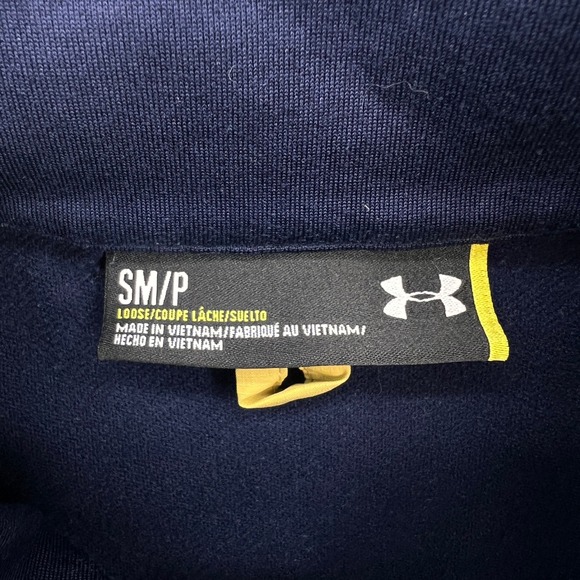 Under Armour Notre Dame ColdGear 1/4 Zip Pullover Men Small Navy Gold Collegiate - Picture 4 of 10